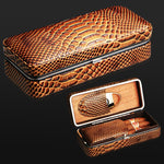Crocodile Leather Cigar Humidor & Cutter