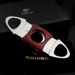 COHIBA Double Blade Wood Cigar Cutter