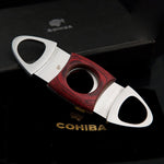 COHIBA Double Blade Wood Cigar Cutter